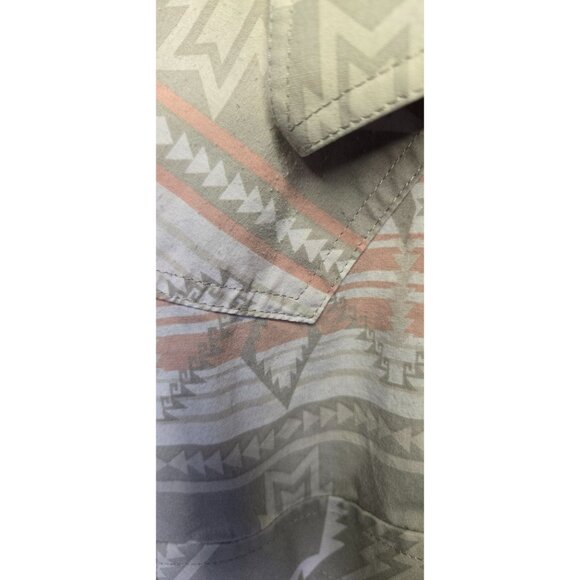 Rock and Roll Denim Aztec Print Pearl Snap Button Up Shirt Western Wear Size Med - Picture 4 of 5